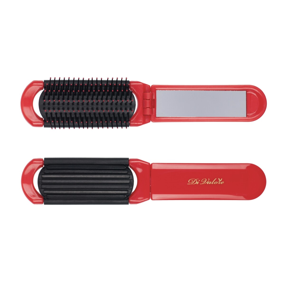 Расческа складная с зеркалом прямоугольная Fresco красная 20,8см 301-008#1